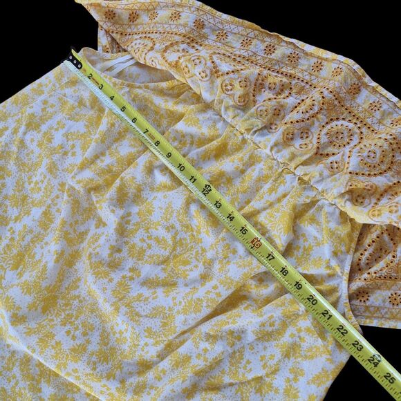 Lane Bryant Embroidered Eyelet Off Shoulder Blouse Boho Goldenrod 22 24 COTTON - Picture 4 of 16